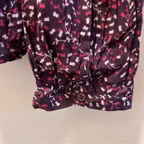 GAP Factory Boho Peasant Whimsy Floral Buttoned Peplum Blouse, Sz L, NWT, Plum - Picture 5 of 6